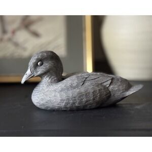 Vintage Pewter Duck Bird Figurine Metal Paperweight Home Office Decor